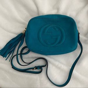 Gucci Small Leather Disco Suede Crossbody …